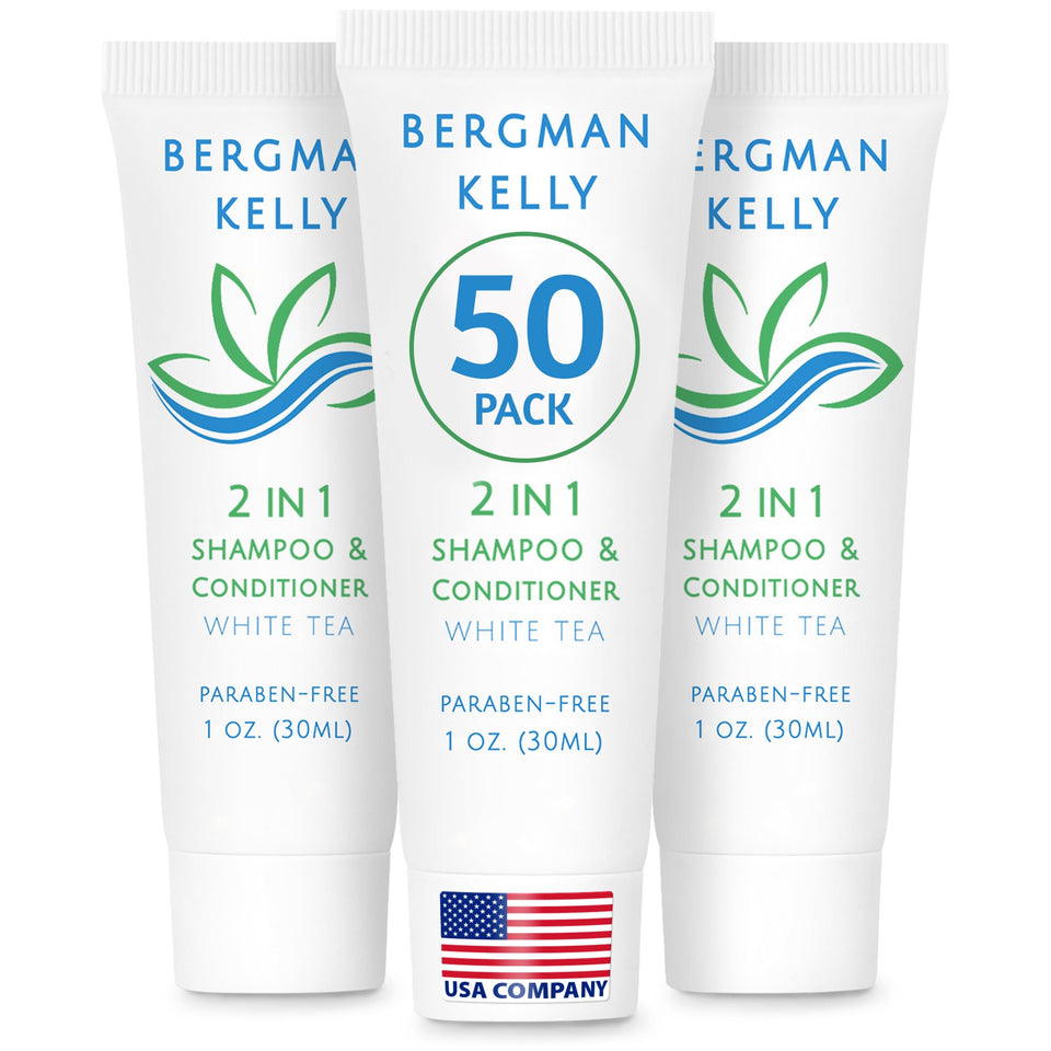 BERGMAN KELLY front packaging showing 50-pack and white tea scent benefit convenience