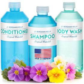 Bergman Kelly front packaging showing three refill bottles and hospitality placement benefit