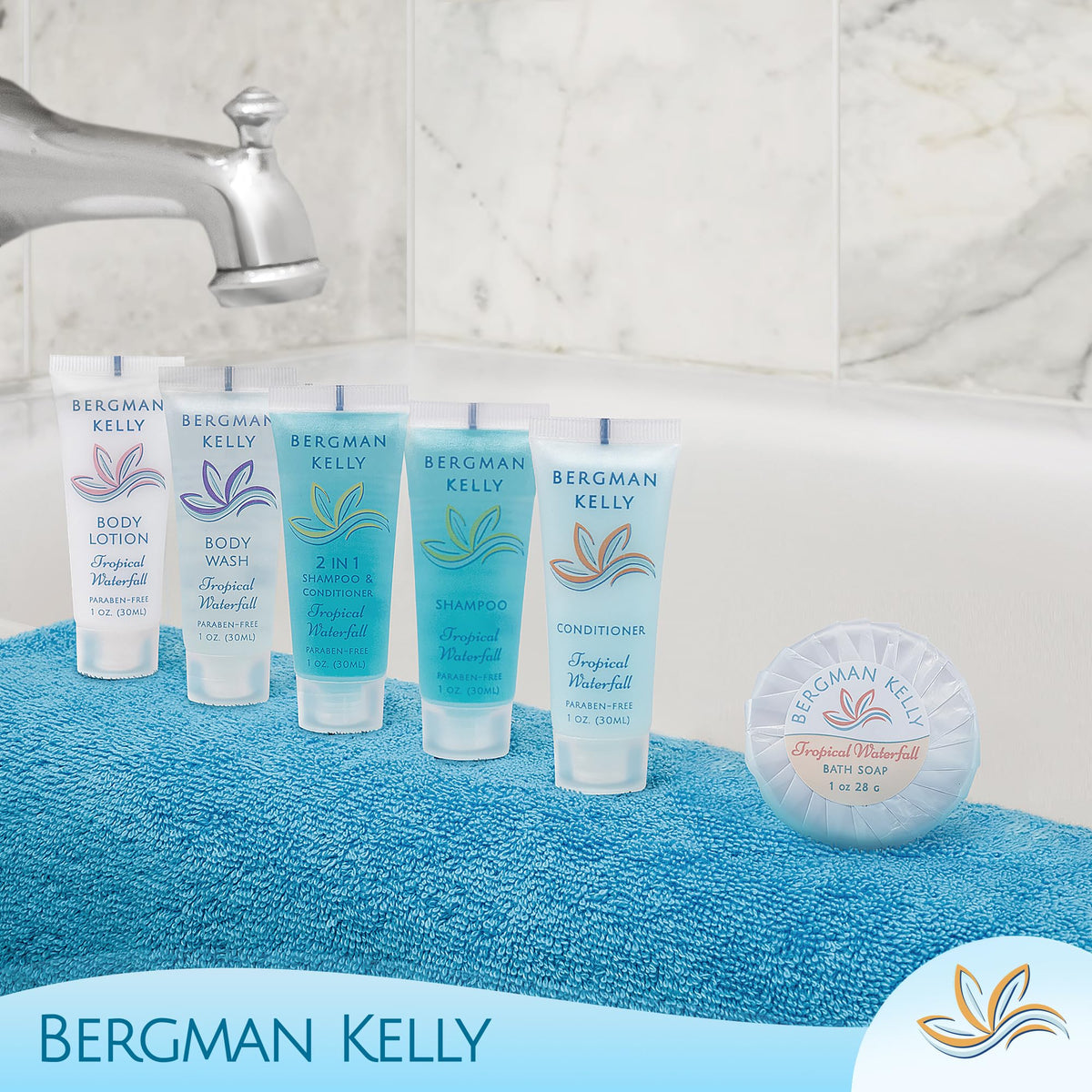 BERGMAN KELLY boxed packaging with 200 bottles illustrating bulk convenience
