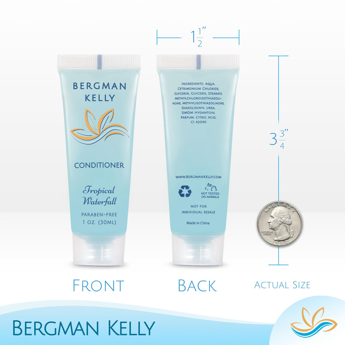 BERGMAN KELLY shampoo bottle detail highlighting foil seal and leak prevention