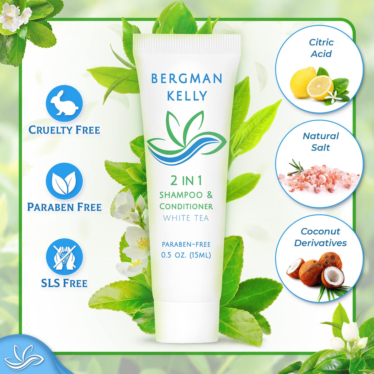 BERGMAN KELLY close-up tube label highlighting scent and clarity