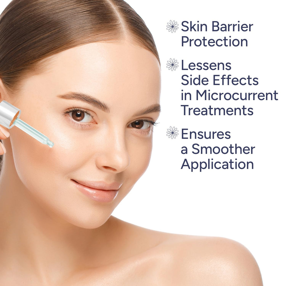 Berkland serum spread on skin demonstrating smooth glide and improved device contact