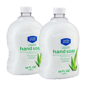 berkley jensen front packaging shows twin 64 oz refill bottles and benefits