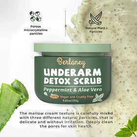 Berlaney texture close-up showing exfoliating walnut particles for renewal