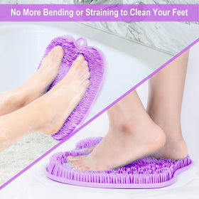 BESKAR close-up of flexible silicone bristles cleaning between toes for thorough exfoliation