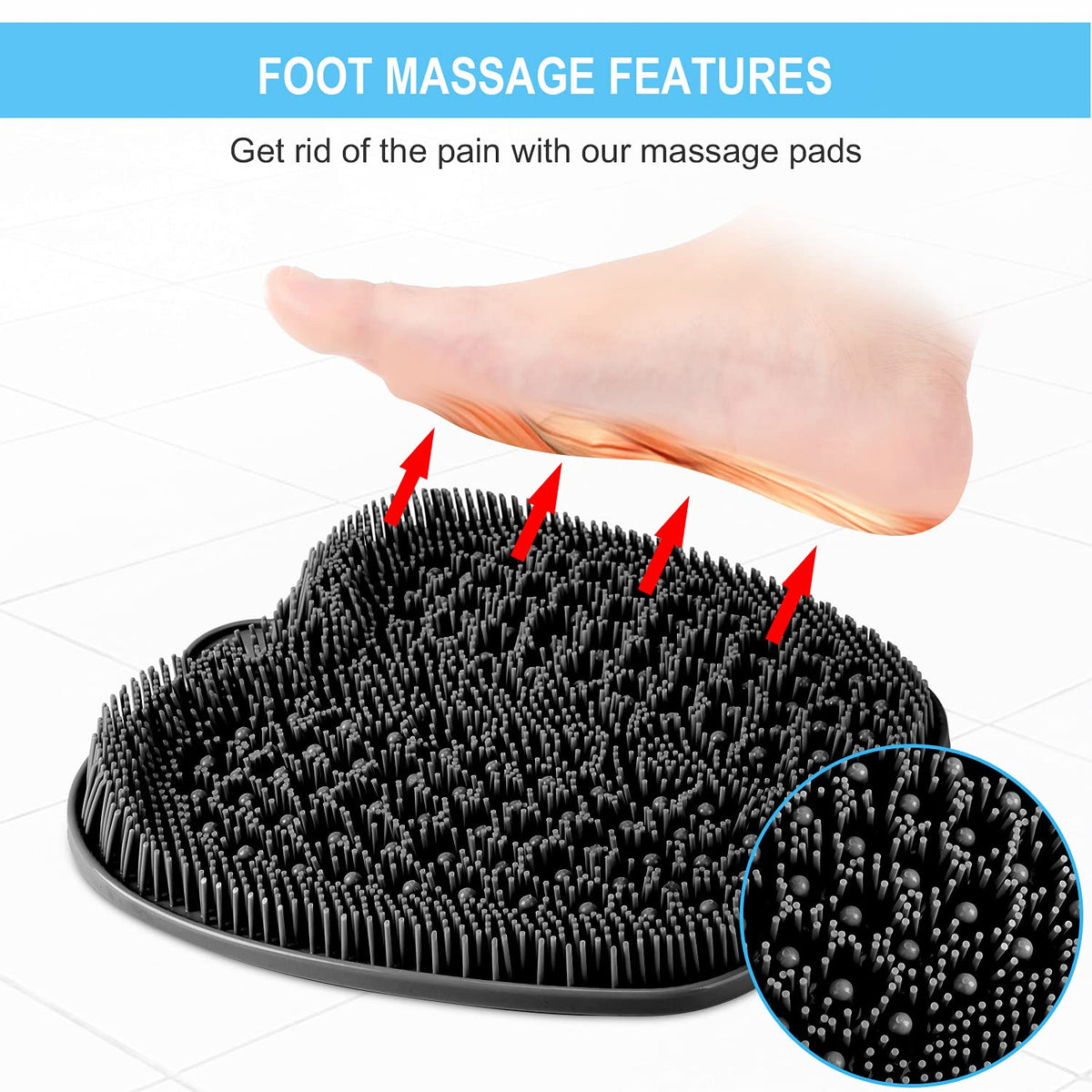 BESKAR foot on textured massage zone illustrating pressure point relief