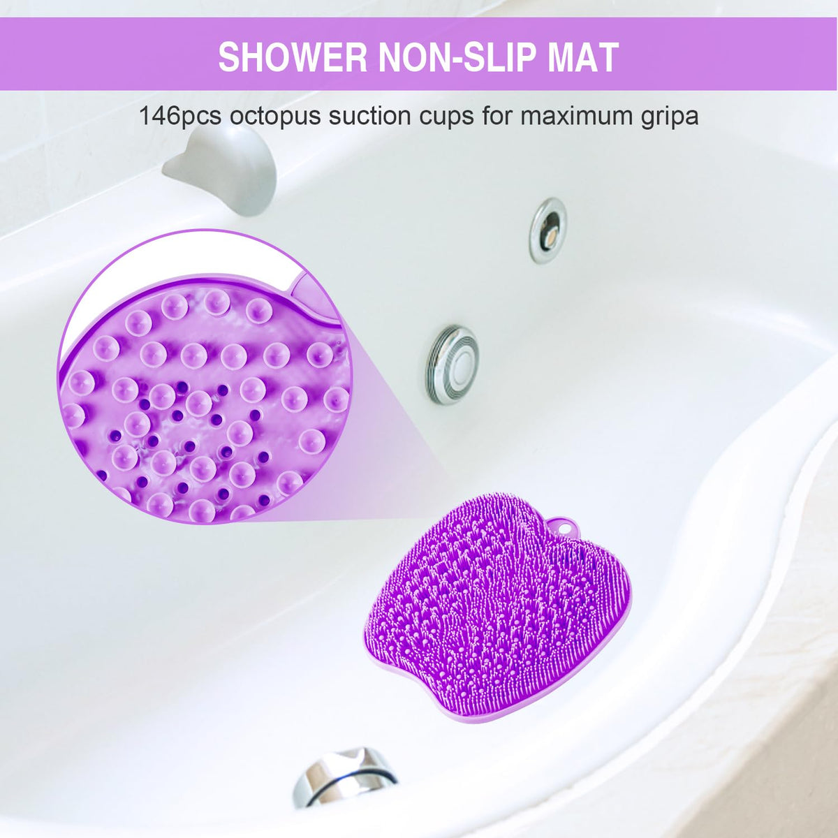 BESKAR size comparison with adult foot demonstrating roomy 28x28 cm scrubbing area