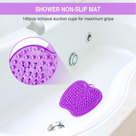BESKAR size comparison with adult foot demonstrating roomy 28x28 cm scrubbing area