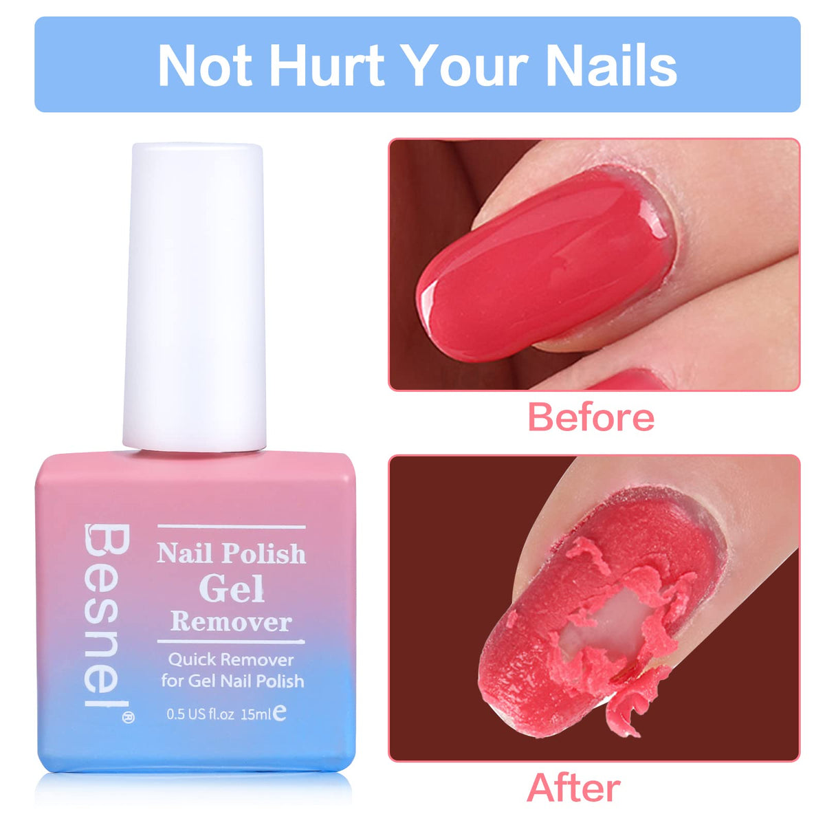 BESNEL applying gel remover brush-on action for quick polish lifting