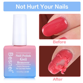 BESNEL applying gel remover brush-on action for quick polish lifting