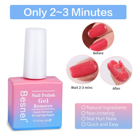 BESNEL before and after nails demonstrating lifted gel and clean nail bed