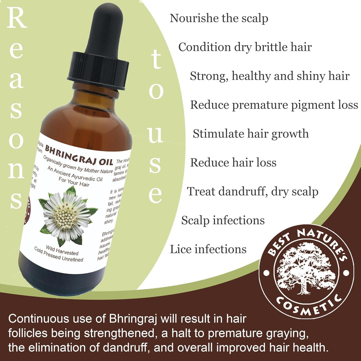 Best Nature's glass dropper dispensing Bhringraj oil for precise application