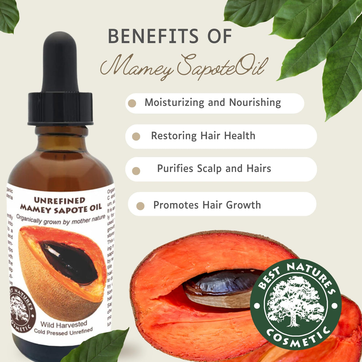Best Nature's Cosmetics label close-up showing cold-pressed organic ingredient list