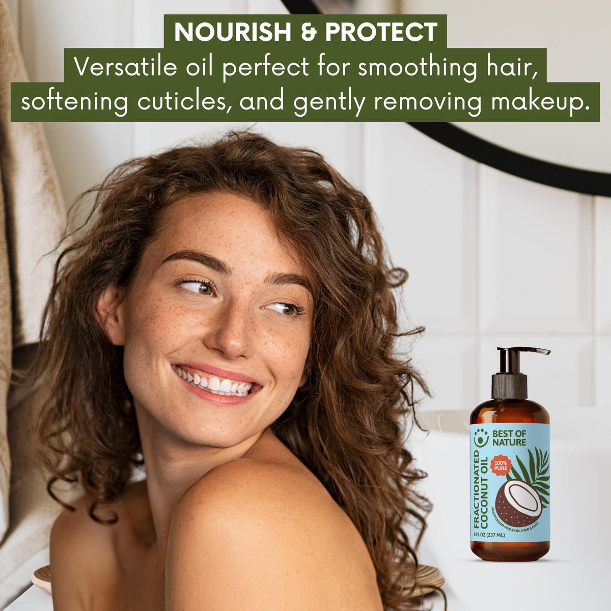 Best of Nature applied to hair ends to show conditioning and smoothing benefit