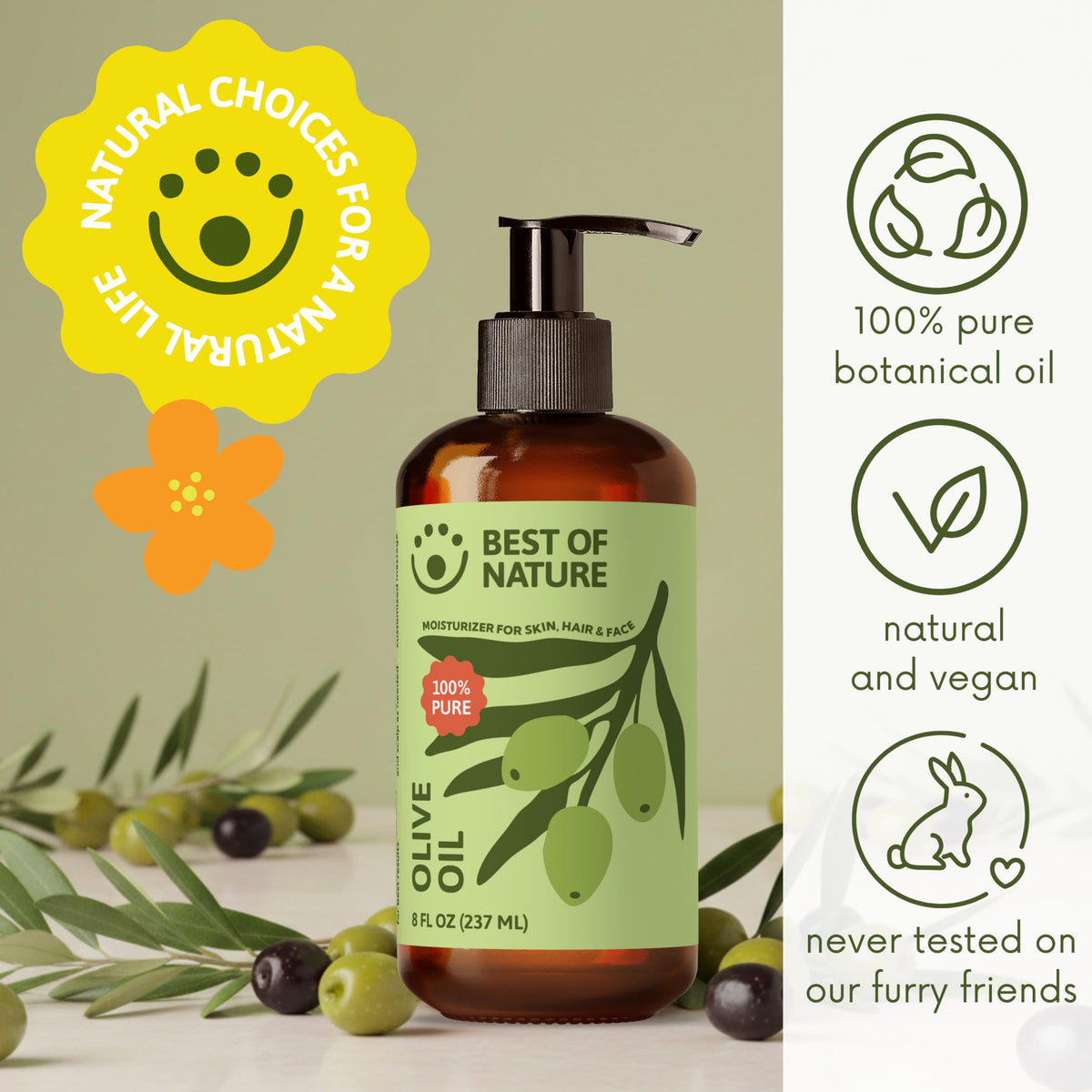 Best of Nature oil pouring close-up demonstrating smooth glide