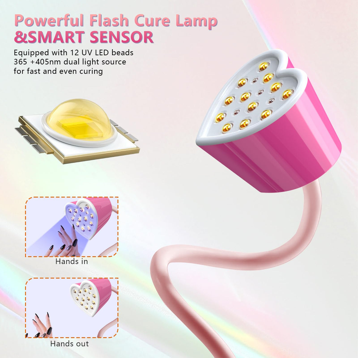 BETE flexible gooseneck bent to angle light precisely for better nail access
