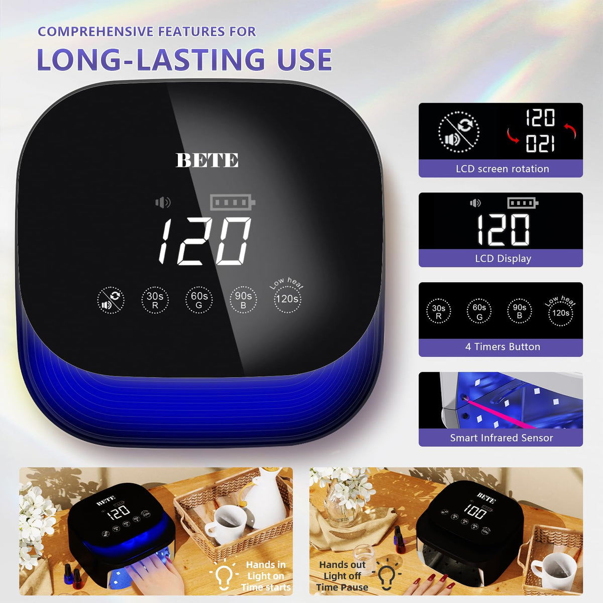 BETE touchscreen LCD with timer display for precise curing control