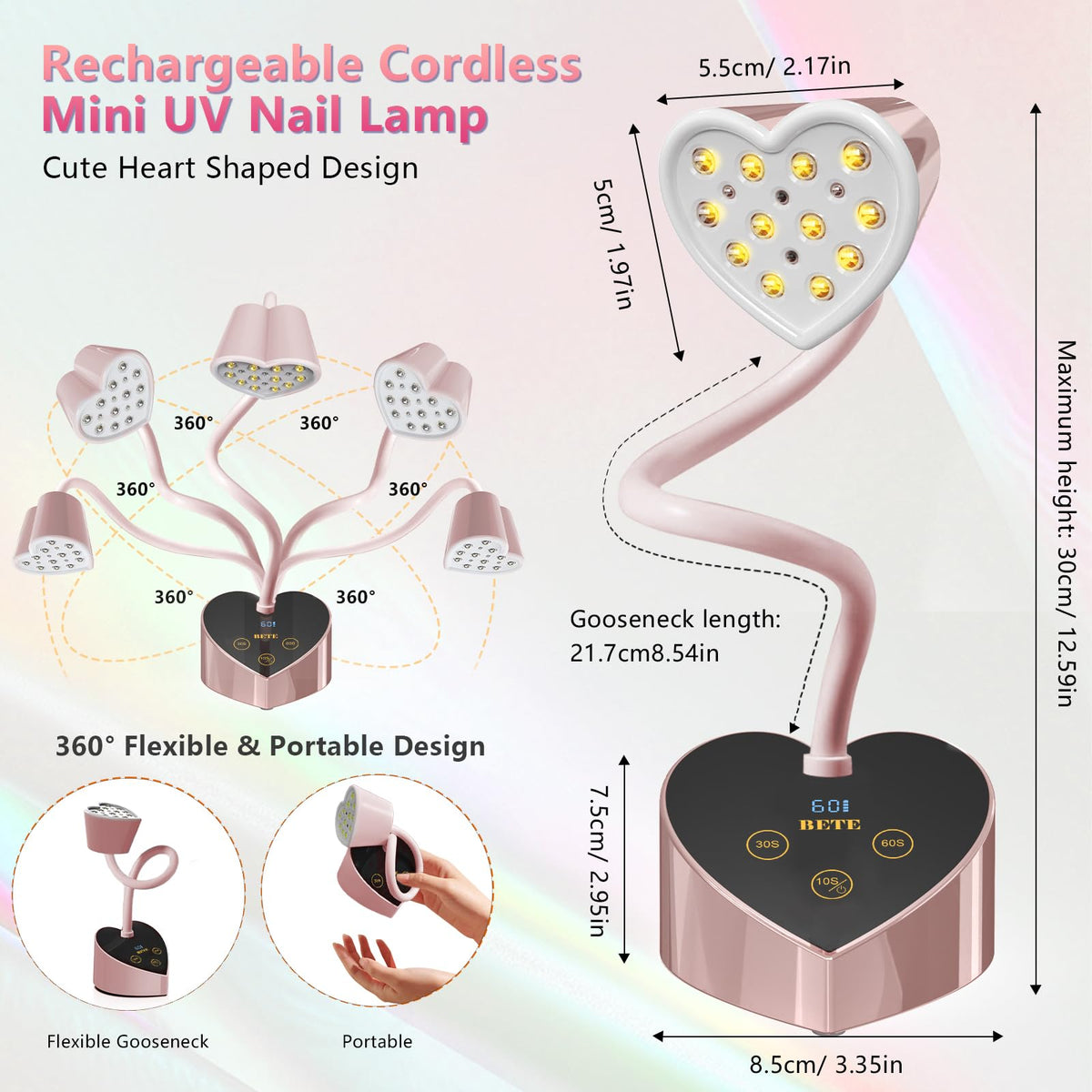 BETE side profile highlighting heart-shaped design for stable, stylish use