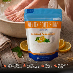Better Bath Better Body pouring salts into a scoop demonstrating simple measuring and use