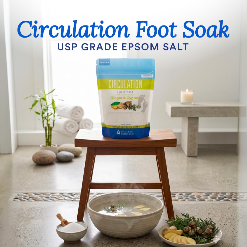 Better Bath Better Body pouring salt into a basin to show simple use and measured scoops