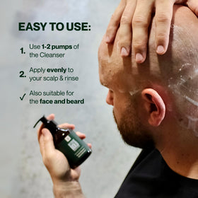 BETTER BE BOLD shampoo being applied in shower to soothe scalp after shaving