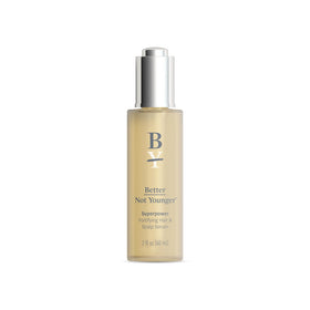 Better Not Younger front packaging showing sleek 2 fl oz bottle and benefits