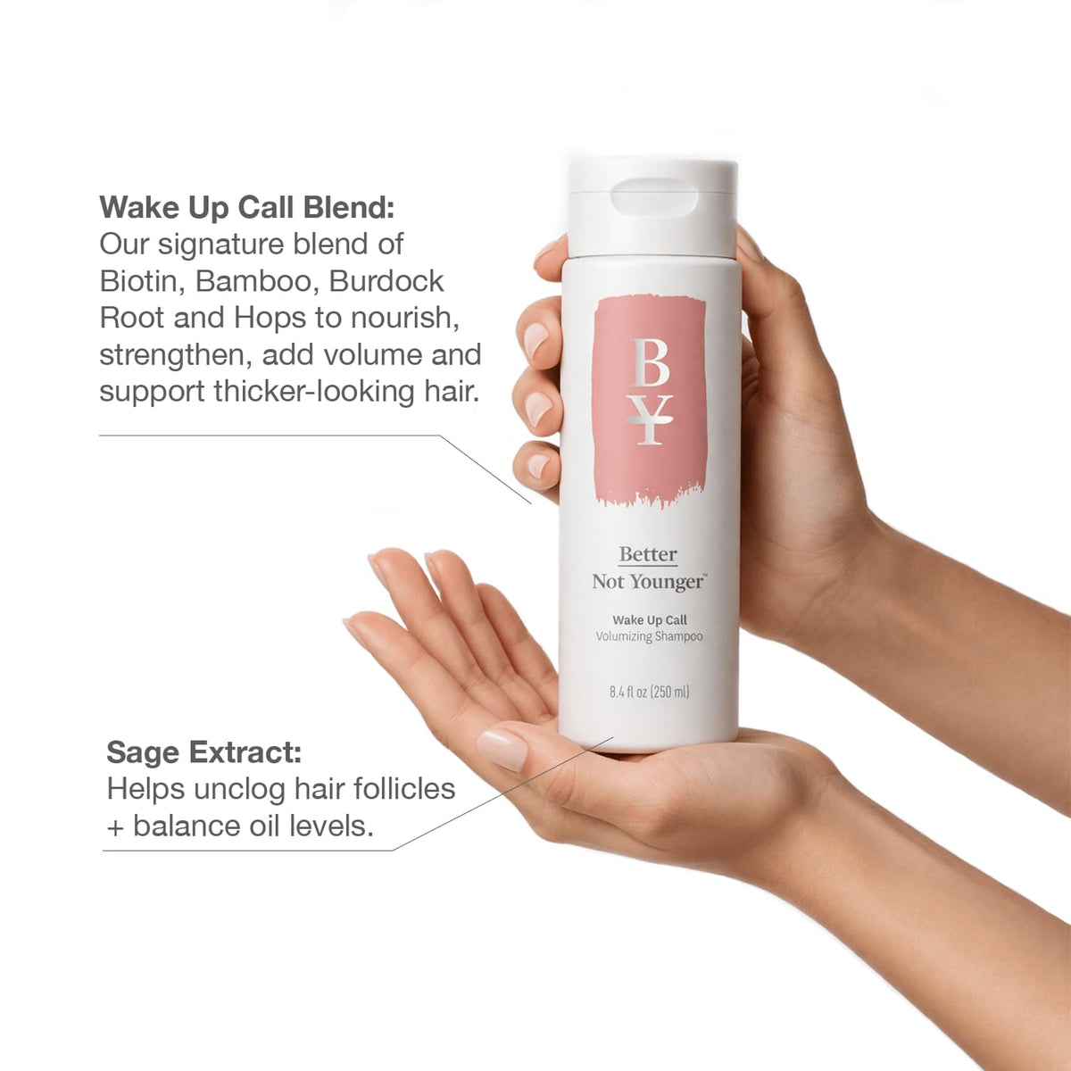 Better Not Younger back label close-up highlighting ingredients and clean formulation benefits