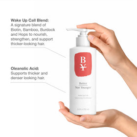 Better Not Younger label and pump detail highlighting brand and easy dispensing