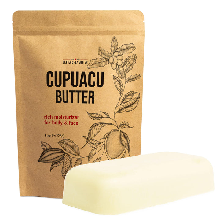 Better Shea Butter front packaging showing raw cupuacu butter benefit moisturizing
