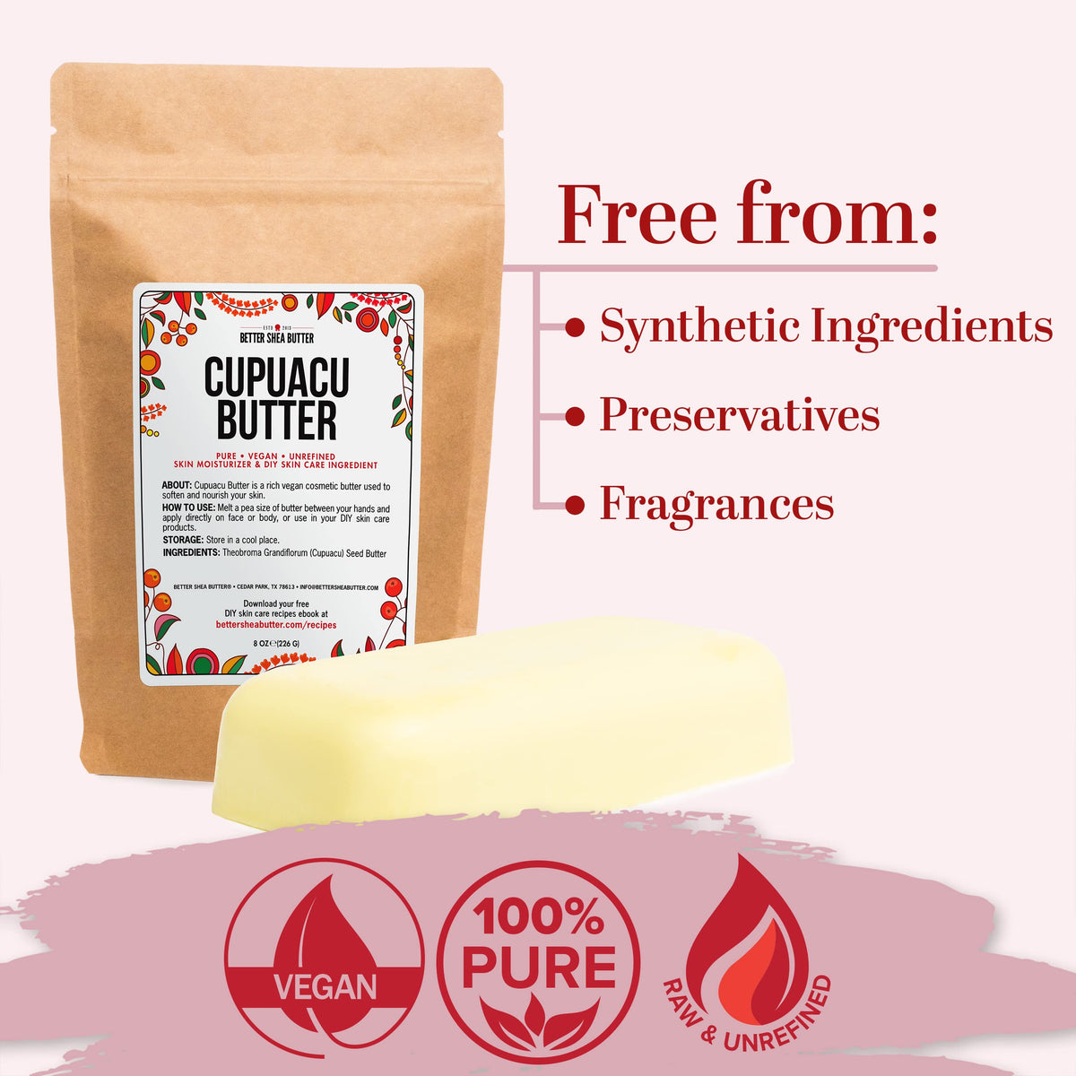Better Shea Butter cupuacu melting on hands demonstrating quick absorption benefit