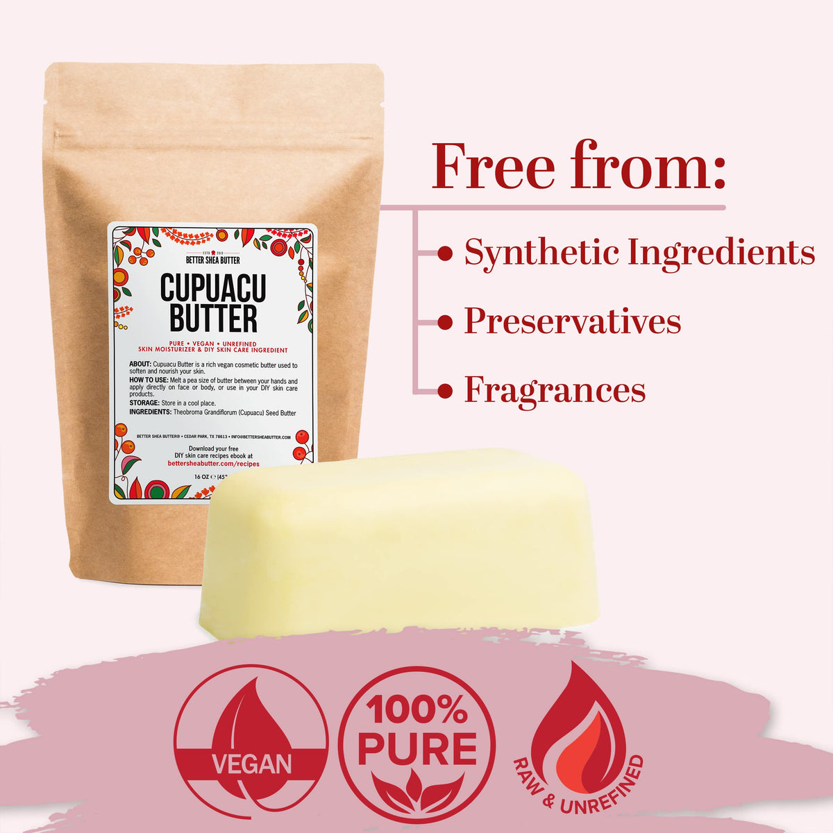Better Shea Butter 1 lb bar displayed for scale and long-lasting supply benefit