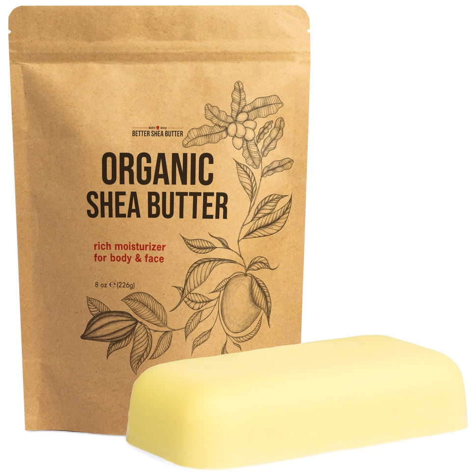 Better Shea Butter front packaging showing organic bar and clean benefits