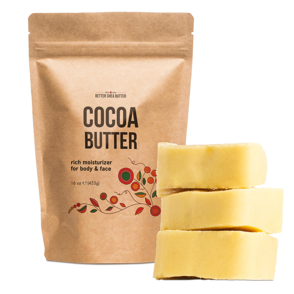 Better Shea Butter front packaging showing resealable pouch and 1lb block — clear product benefit