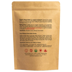 Better Shea Butter label closeup features organic certification and ingredient clarity