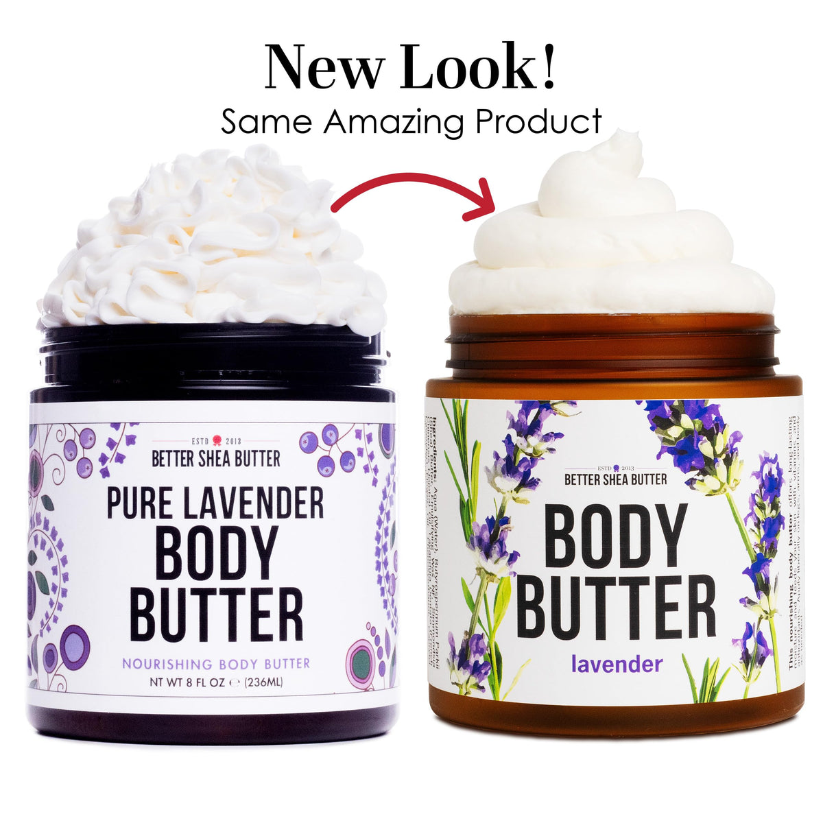 Better Shea Butter with fresh lavender sprigs conveying calming scent and relaxation