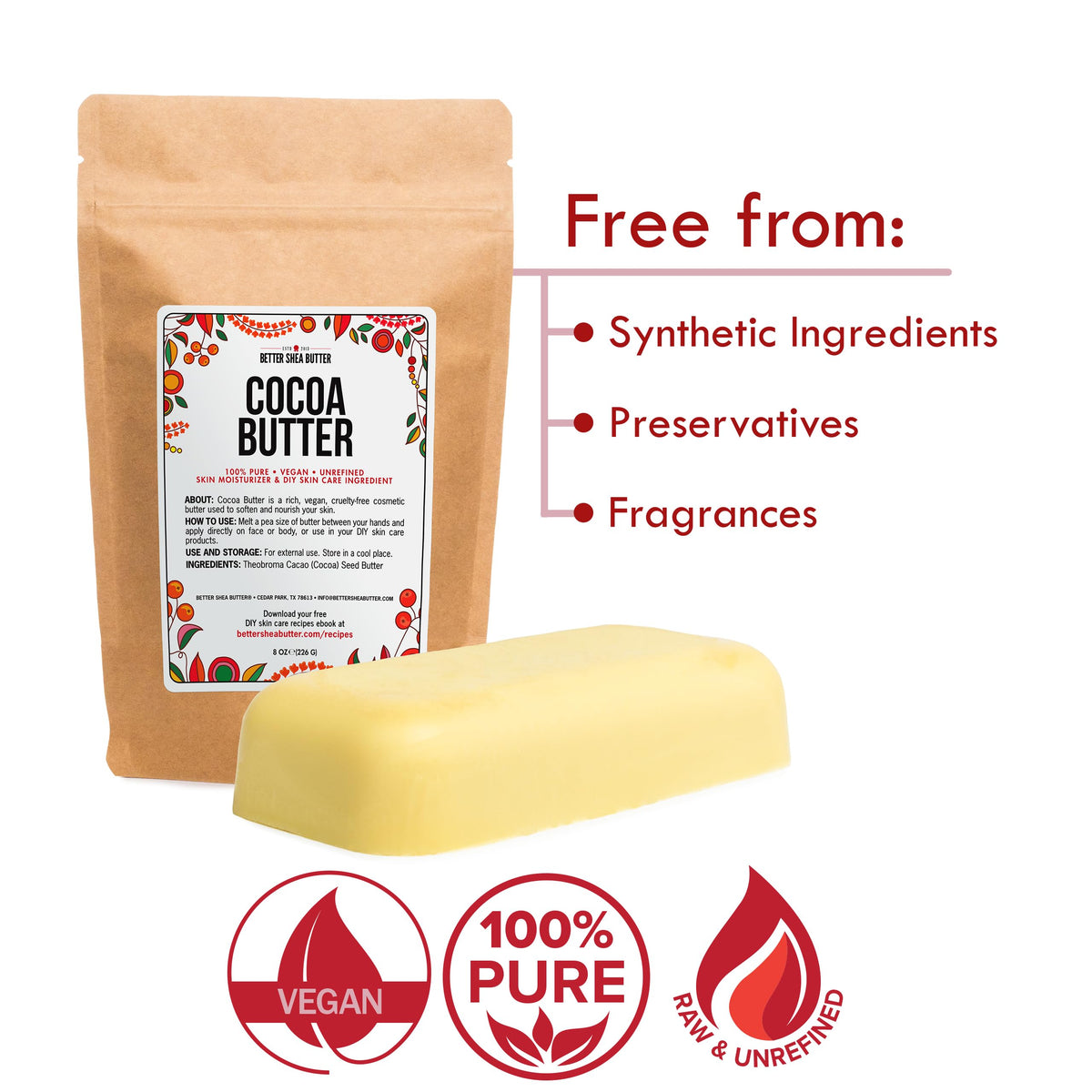 Better Shea Butter lip balm DIY ingredients beside finished balm, soothing lip care benefit