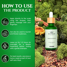 BetterGRO bottle on bathroom shelf with plants, suggests natural self-care routine