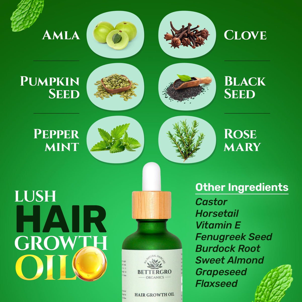 BetterGRO oil texture closeup on skin, highlights lightweight absorption benefit