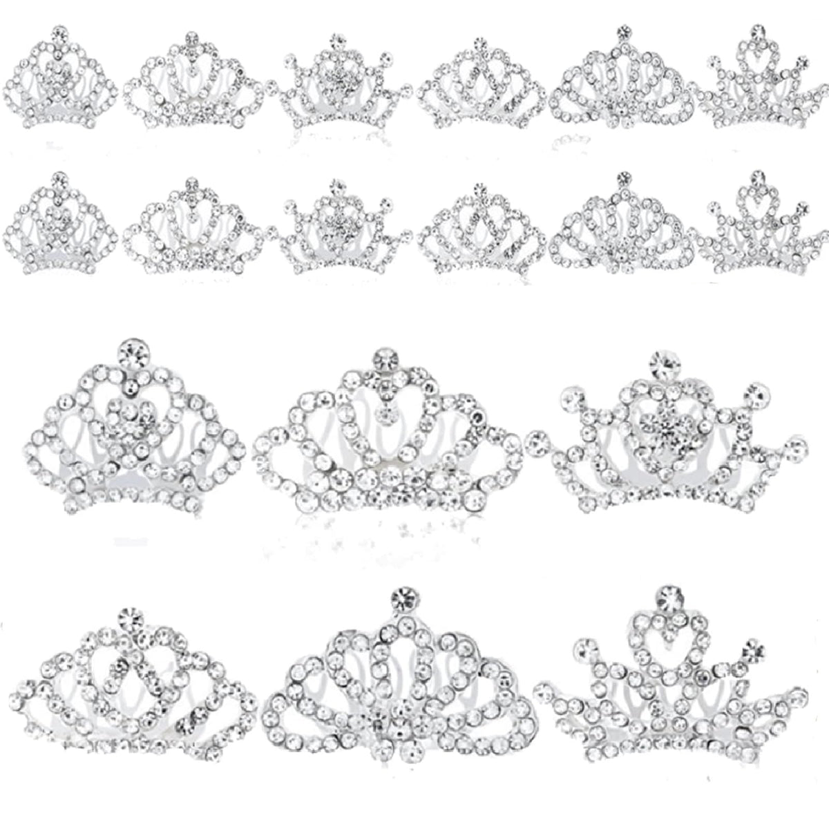 Beupy front packaging showing 18-piece silver tiara set and gift-ready appeal