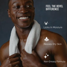 Bevel cream texture close-up showing rich cocoa and shea buttery hydration
