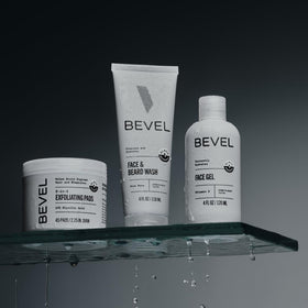 Bevel glycolic exfoliating pad close-up showing pad texture — gently removes dead skin