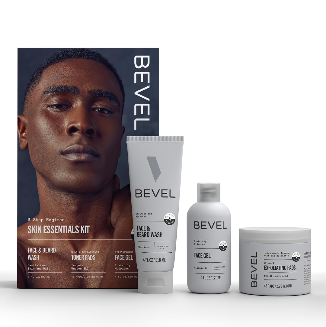 Bevel front packaging of full skin care set showing neat kit — simplifies morning routine
