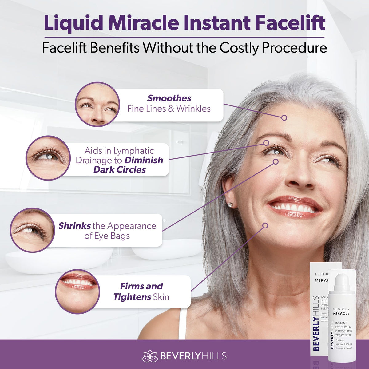 BEVERLY HILLS smooth serum texture on fingertip highlighting fast absorption