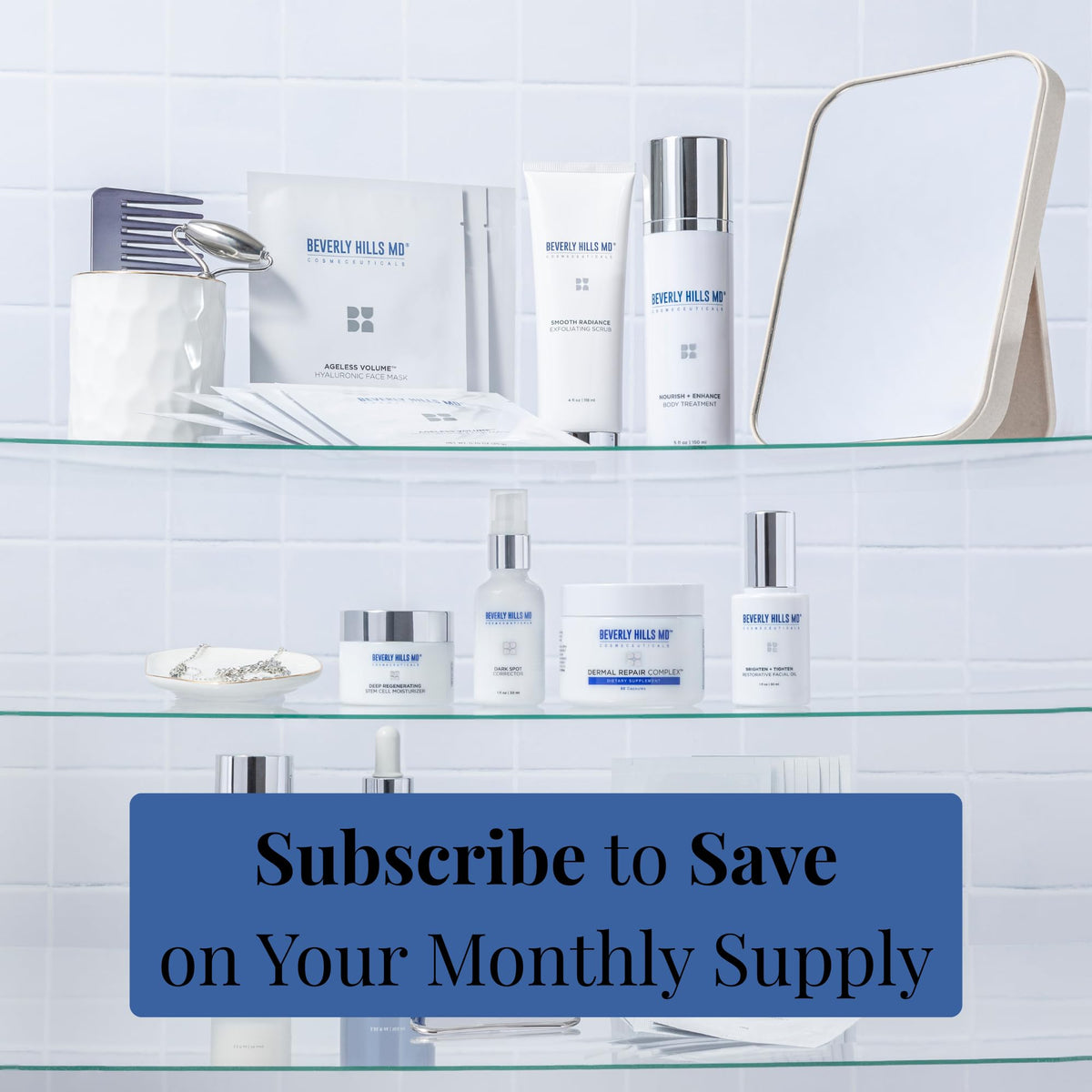 Beverly Hills MD on bathroom vanity presenting everyday skincare integration