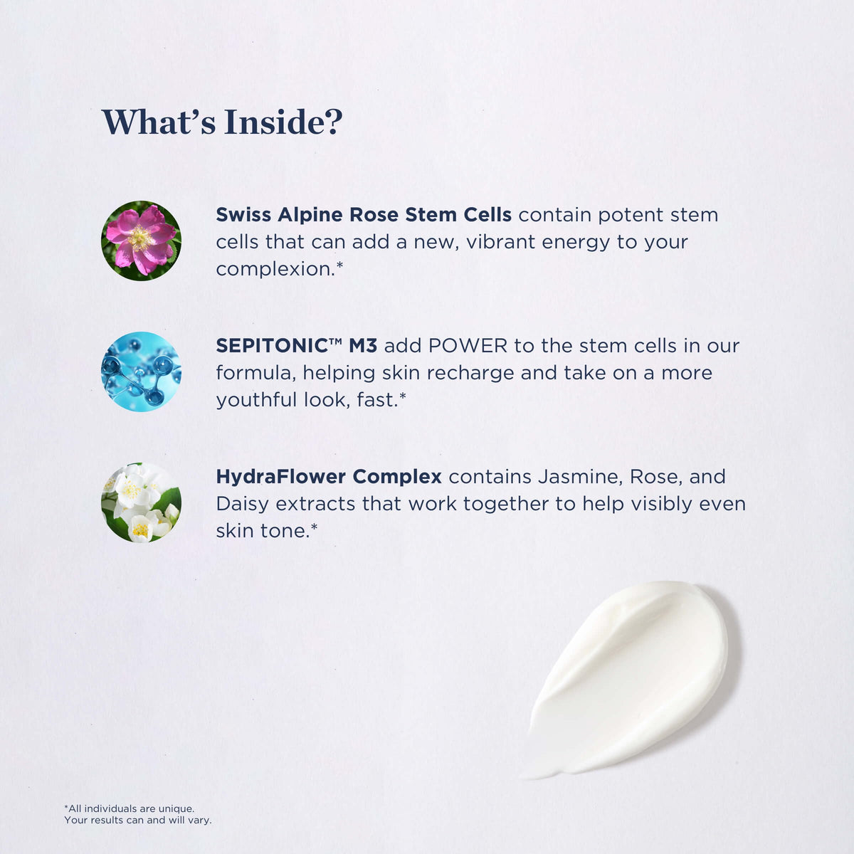 Beverly Hills MD ingredient swatch highlighting hyaluronic acid for plumping