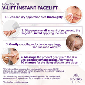 BEVERLY HILLS serum being applied under the eye for immediate tightening benefit