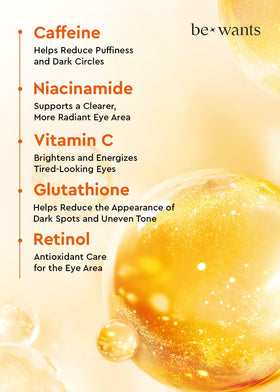 BE+WANTS ingredient label highlighting glutathione and niacinamide benefits