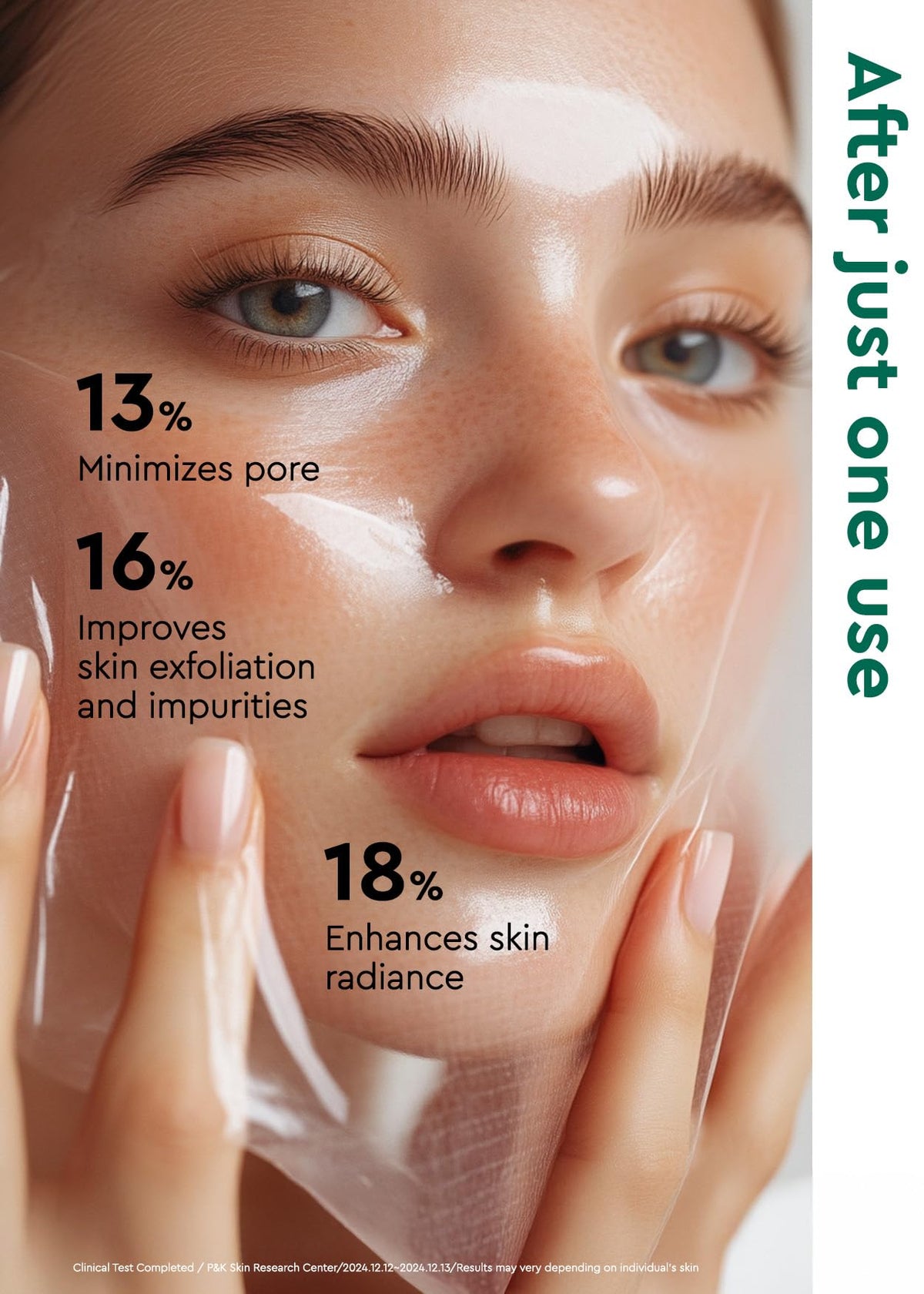 BE+WANTS mask applied on face demonstrating easy application benefit