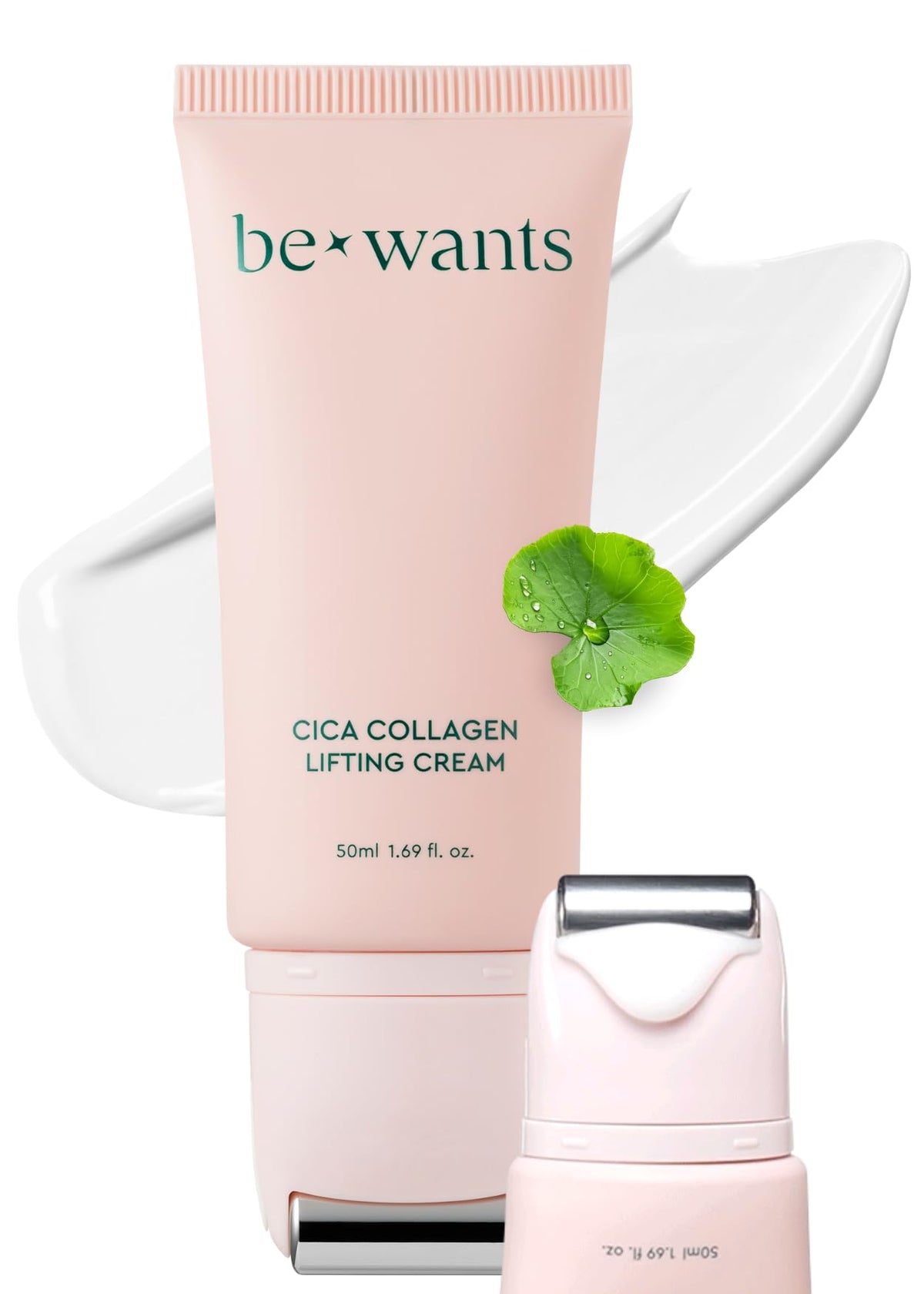 BE+WANTS front packaging showing roll-on bottle and benefits