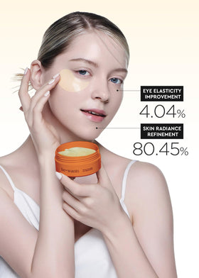 BE+WANTS patch application under eye demonstrating quick refresh